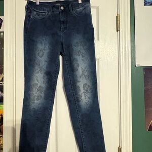 NYDJ Dark Blue Floral Skinny Jeans